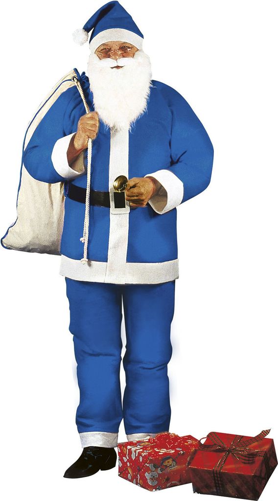Blauer Weihnachtsmann - Kasack, Hose, Gürtel, Hut, Bart mit Produktbild 