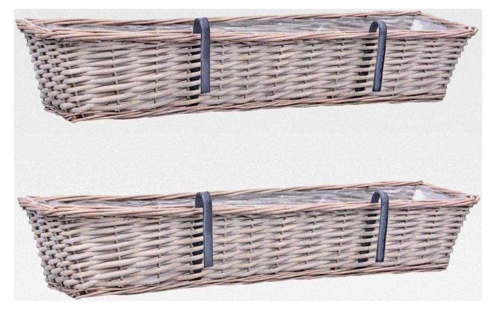 2 Stück Blumenkästen Balkonkasten Pflanzkübel Weide mit PE-Auskleidung 80 cm