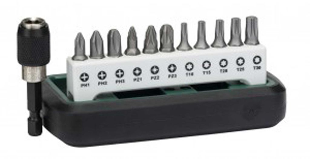 Bosch DIY 12tlg.Kompakt Bitset 5x Torx, 6x Kreuzschlitz, 1 Magnethalter, schwarz/silber (1 Set)