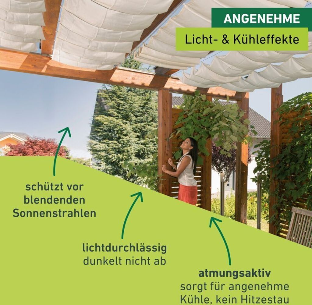 Seilspann-Sonnensegel + Montageset 270x140cm, cremewei