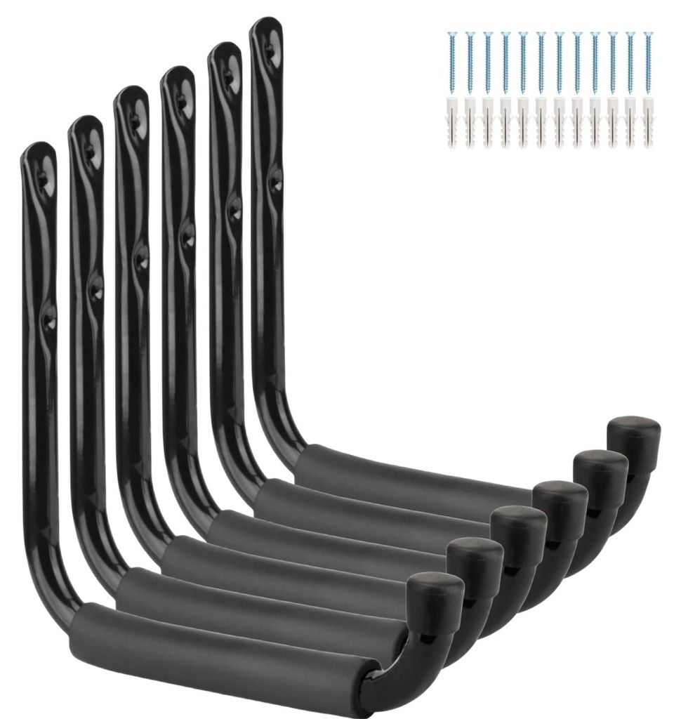 Haken zur Aufbewahrung von Leitern in der Garage, 24 cm / 9,5 Zoll extra breit, stabiles Aufbewahrungsregal für Gartengeräte, Surfbretter und Kla...