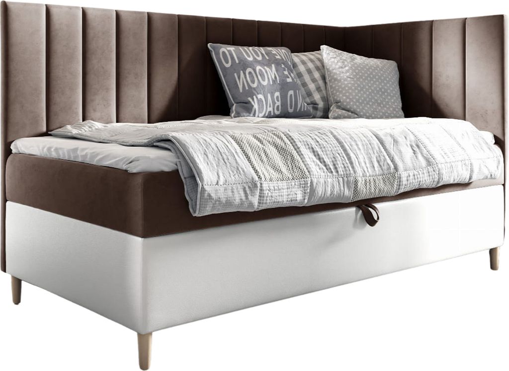 MEBLINI Kinderbett mit Bettkasten - Gepolstert Einzelbett mit Matratze - Polsterbett mit Stauraum - Bett mit Kopfteil - Stauraumbett - MAYA 3 - 100...