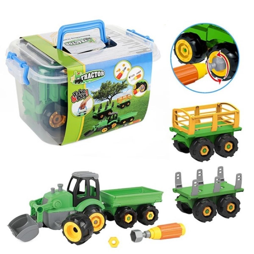 Toi-toys Traktor mit Anhänger Diy Grün - 45 cm