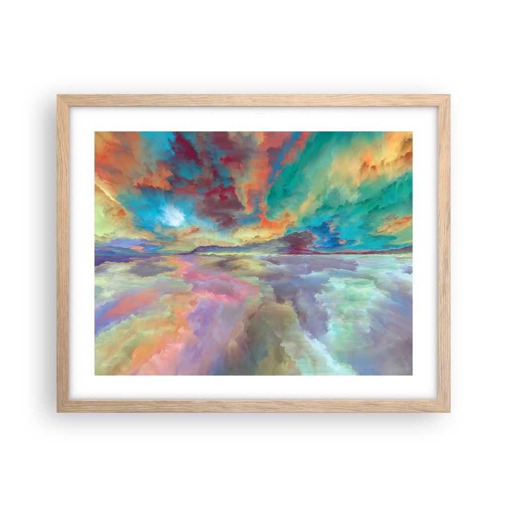 Gerahmtes Poster - Rahmen in heller Eiche - Abstraktion modern - 50x40 cm - Wand Bild - Wanddeko - Wandbilder - Wandposter - Bilderrahmen - Bilder ...