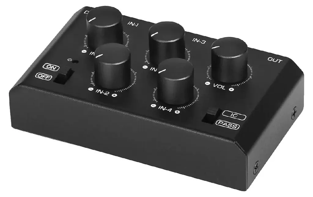 Table de mixage 4 canaux boîtier métal pour multi-appareils audio Hi-Fi