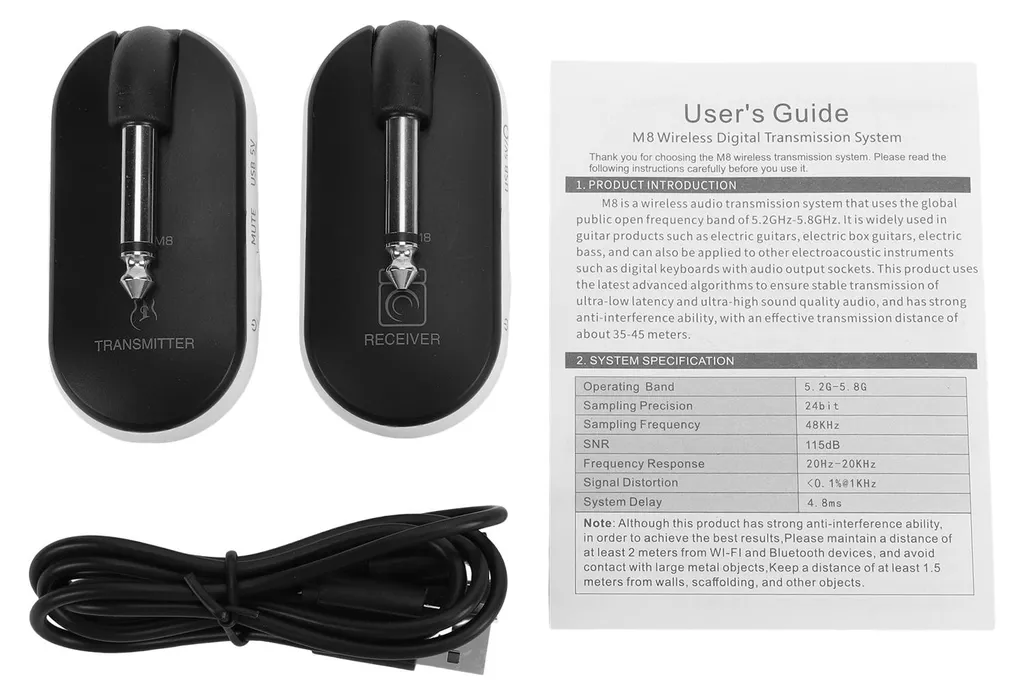 Liaison sans fil guitare électrique et basse pour scène et studio 5,8 GHz