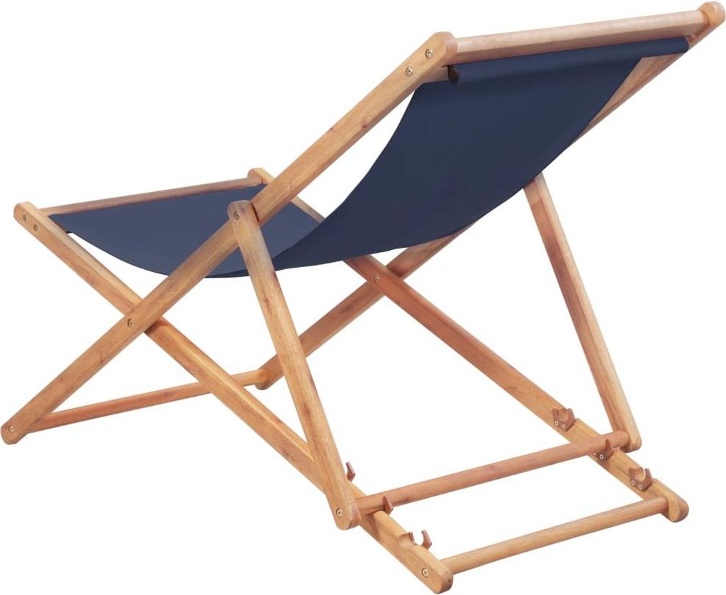 vidaXL Strandstuhl Klappbar Stoff und Massivholz Blau