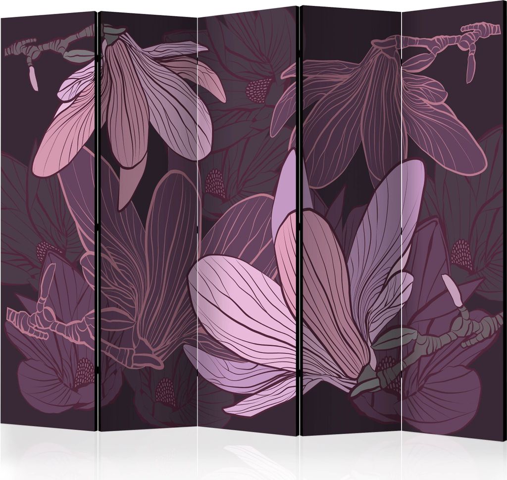 5-teiliger Einseitiger Vlies Paravent - Dreamy flowers II 225x172 cm Blumen b-C-0444-z-c