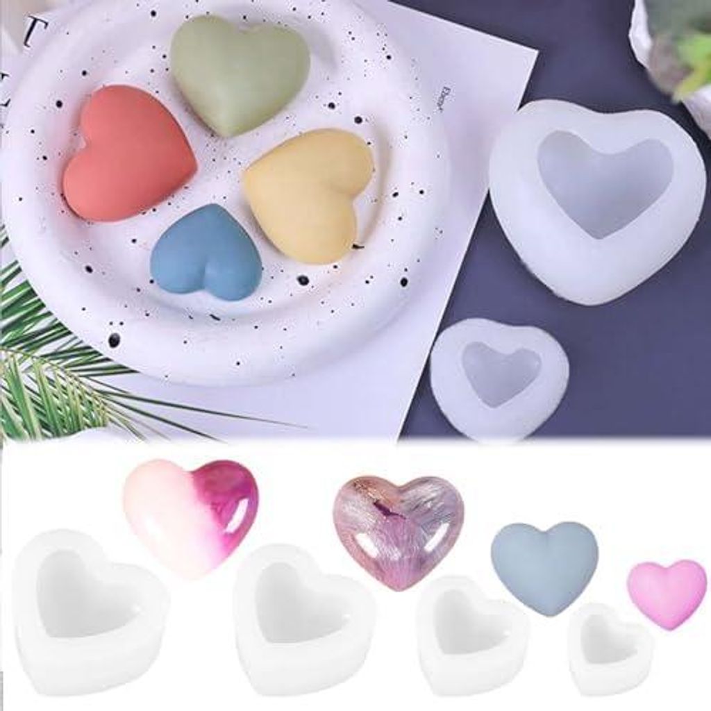 4 Stück Silikonform Herz, Silikonformen Herzen Valentinstag, Silikon Gießform Herz Kerze Herz, 4 Größen Bastelgips Zum Gießen Für Formen Herz...