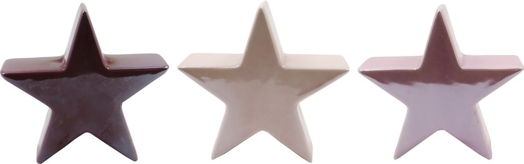 Stern Keramik I Dekostern I rosa glasiert I 3 Stück I L=10cm B=4cm H=10cm - 6,08 € pro Stück