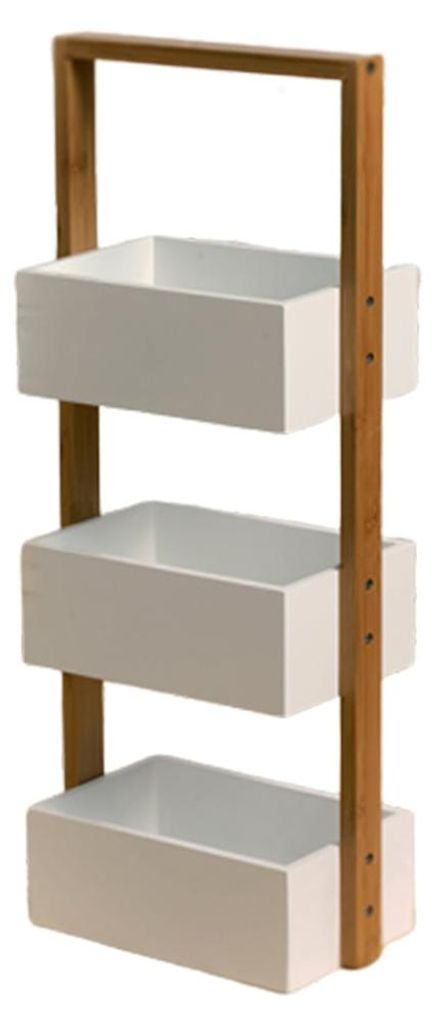 CALICOSY - Geradliniges Bambusregal mit 3 Aufbewahrungsboxen