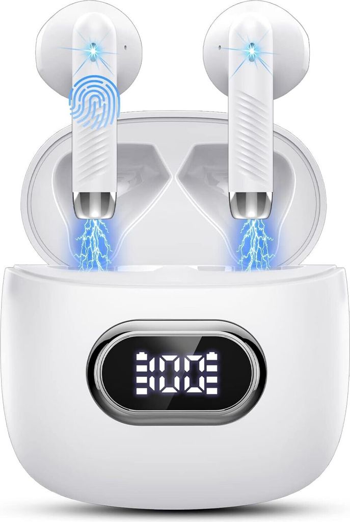 In Ear Kopfhörer Kabellos mit ENC Dual Mic, Kabellose Kopfhörer 42H Deep Bass Wireless Noise Cancelling Earbuds, IP7 Wasserdicht Ohrhörer, LED A...