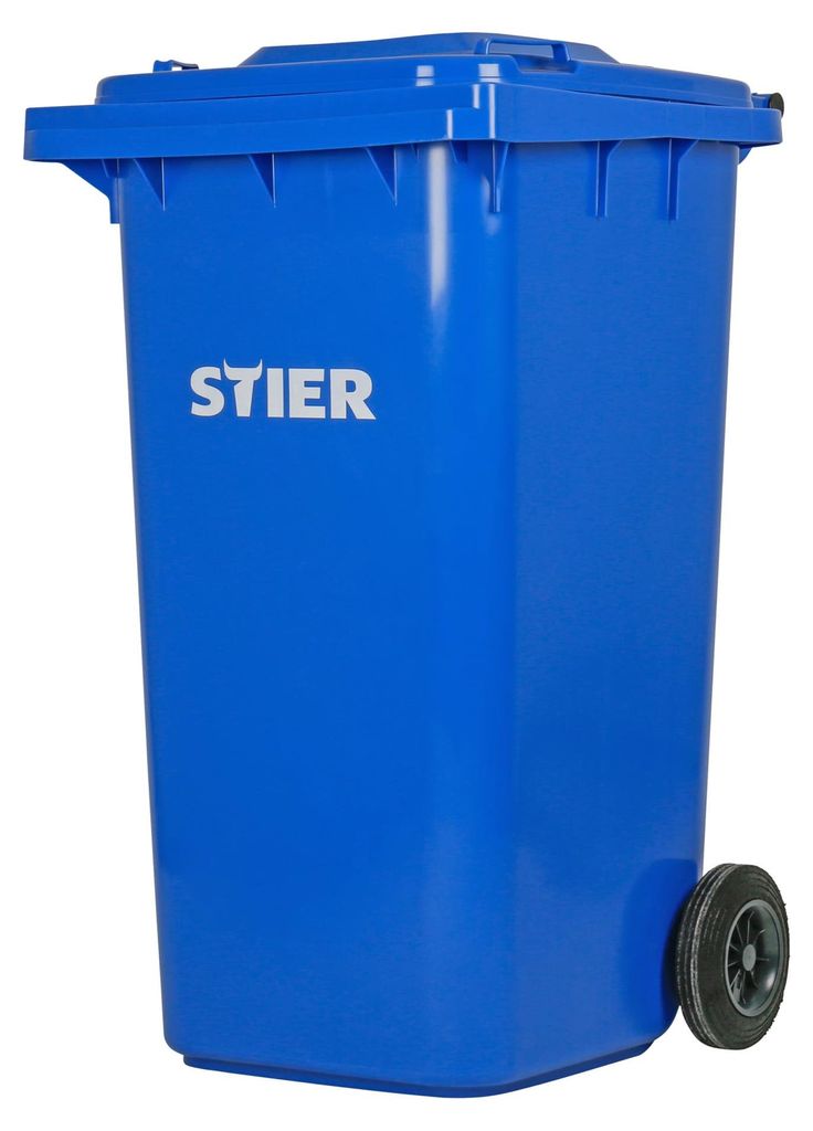 STIER 2-Rad-Müllgroßbehälter, Mülltonne, Volumen 240 Liter, Mülleimer, Farbe: Blau, Größe: 576 x 720 x 1067 mm, Restmülltonne mit Rädern u...