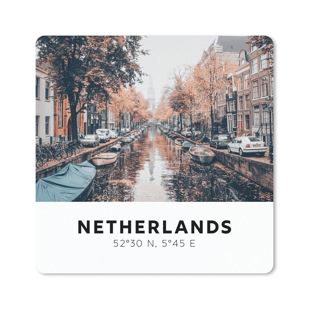 MuchoWow Mauspad Mousepad Niederlande - Kanäle - Boote 20x20 cm - Mousepads - Maus Mat - Pad - Mausunterlage - Desk Mat - Bureauartikeln