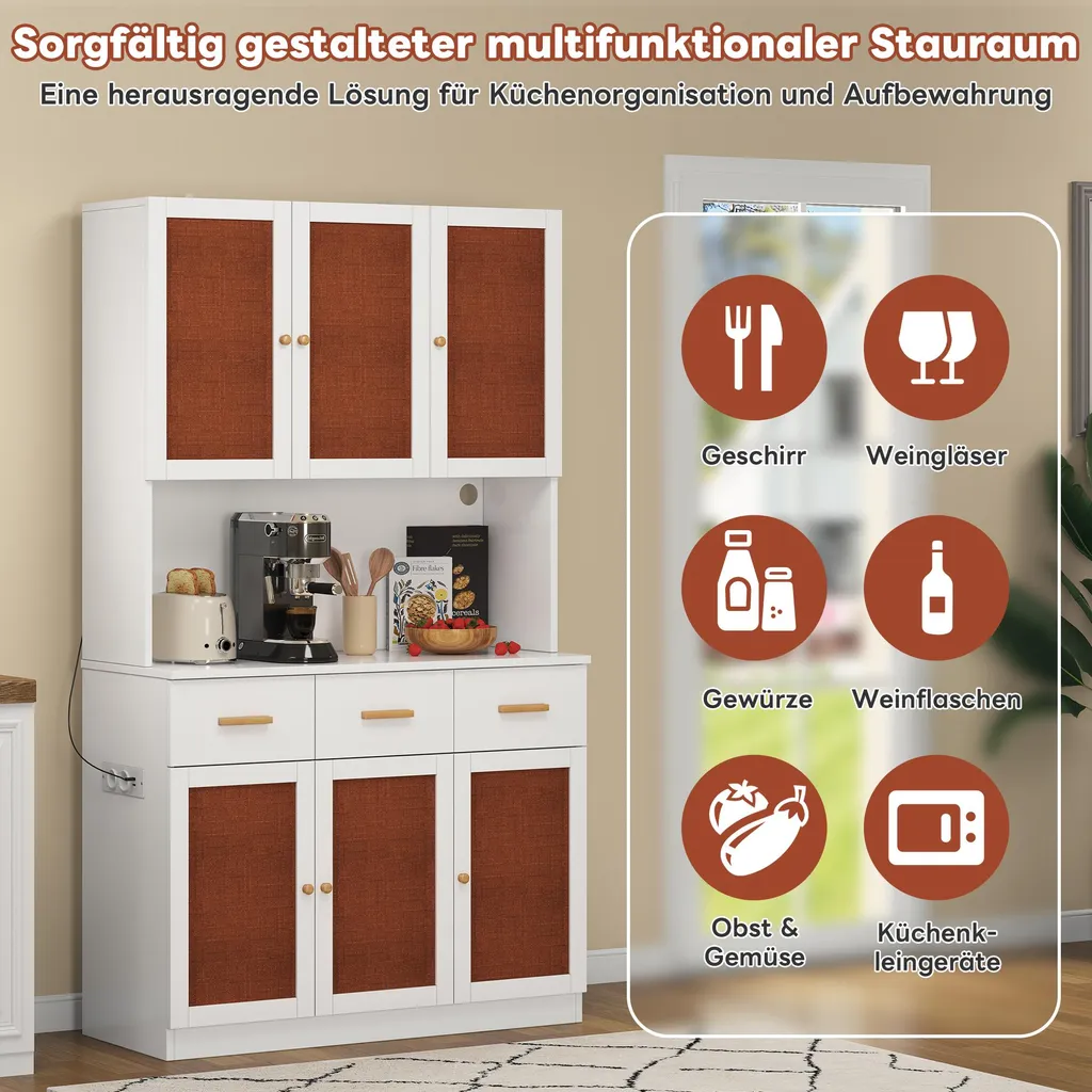 Armoire de cuisine Fortuna Lai 182 cm blanche avec LED et prise intégrée - 3