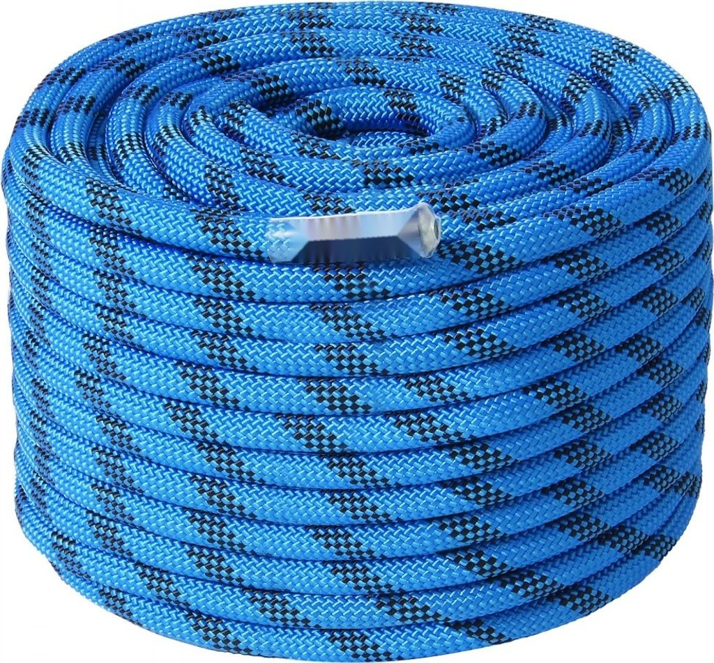 Statisches Kletterseil 38m Blau 12,7mm - Hochfestes Outdoor-Kletterseil - Geringe Dehnung - 32 kN - Abseilen und Rettungseinsätze - ASTM