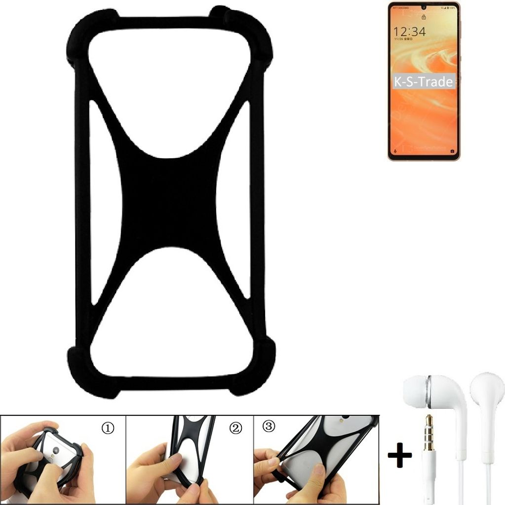 K-S-Trade Handy-Hülle + headphones kompatibel mit Sharp Aquos Sense6 Schutz-Hülle Bumper Silikon Cover Case Silikoncase Silikonbumper TPU Softcase