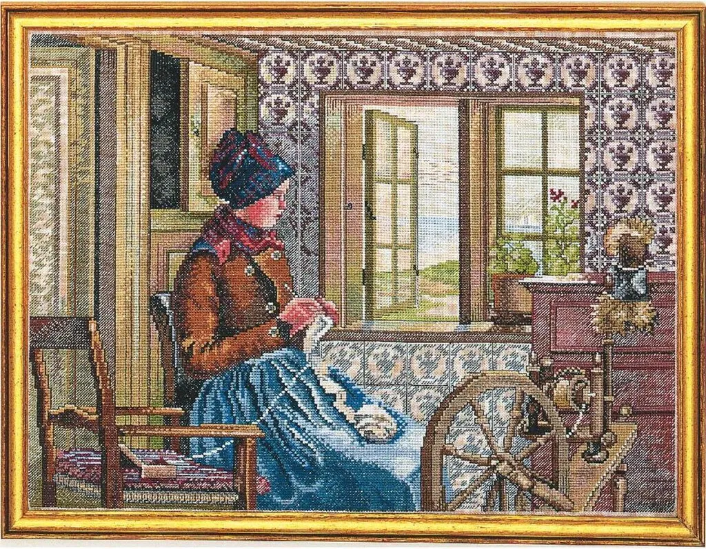 Kit Broderie Point de Croix Eva Rosenstand Image - Toile Lin 35x45 cm