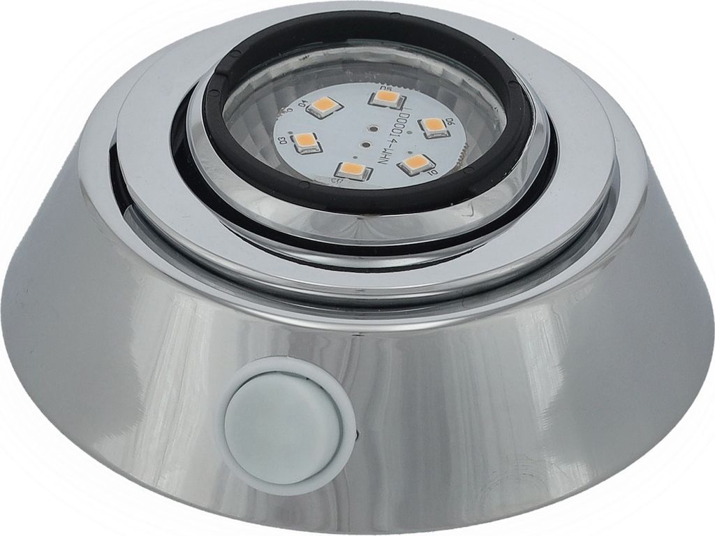 LED Aufbauleuchte Innenbeleuchtung mit Schalter Messing verchromt warmweiß 12 V Boot Wohnmobil
