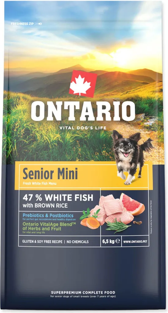 Ontario Senior Mini Poisson : Solution Digestion Chien Âgé 2kg