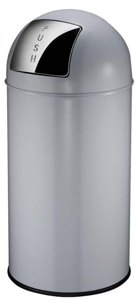 Abfallbehälter mit Pushdeckel & Inneneimer aus Metall | 40 Liter, HxBxT 74x34x34cm | Grau