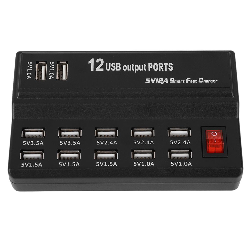 12 portov USB rozbočovač 5V 10A Napájací adaptér Nabíjacia Obrázok produktu 