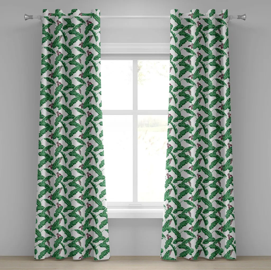 Rideau à œillets ABAKUHAUS feuilles de bananier 280x175 cm vert chasseur