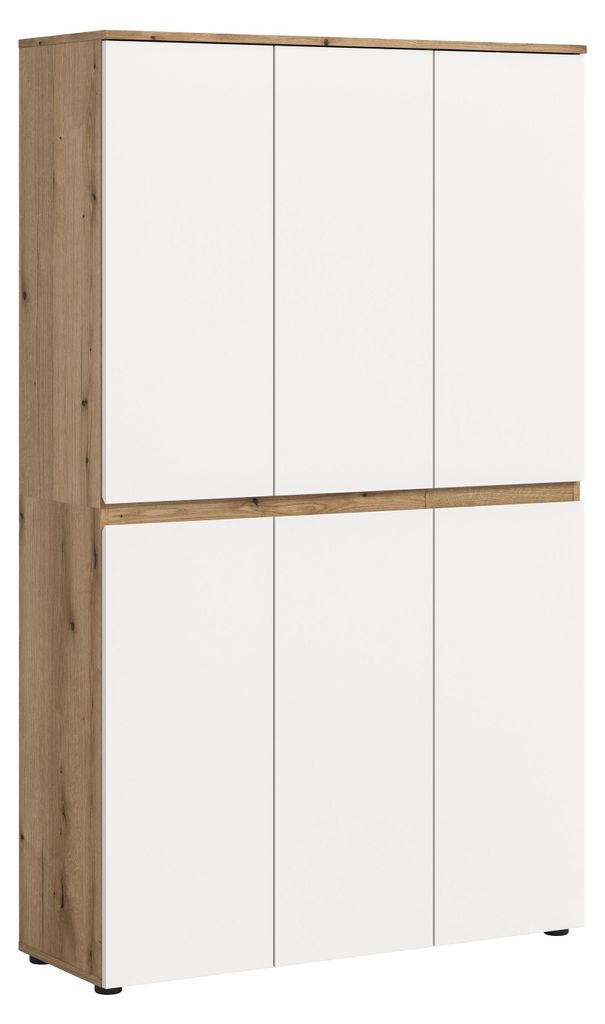 Scarpa Kleiderschrank 6 Türen Eiche Nachbildung, weiß.