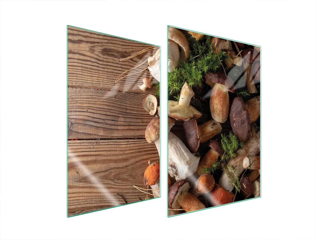 Piastre copripiano cottura 2 pezzi 35x52 copripiano cottura in ceramica tagliere in vetro funghi marrone