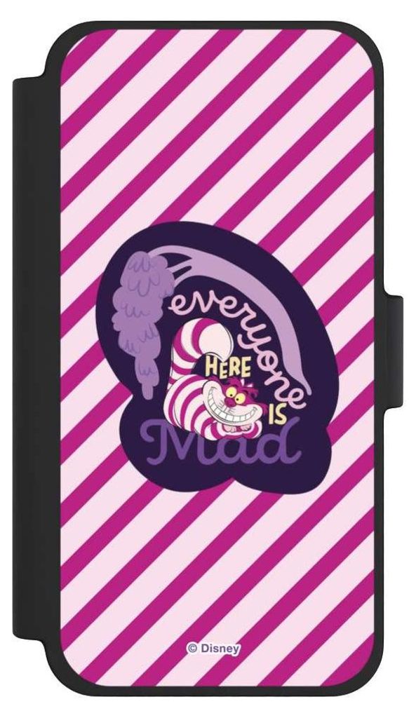 NIVOCASE Klapphülle für Apple iPhone 12 mini Handyhülle aus Kunst Leder NIVOflip schwarz Alice im Wunderland Disney Grinsekatze