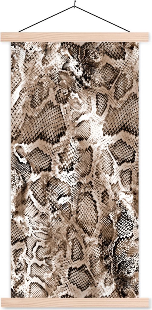 MuchoWow Textilposter Tiermuster - Schlange - Haut 60x120 cm mit holzfarbenen Rahmen - Holz