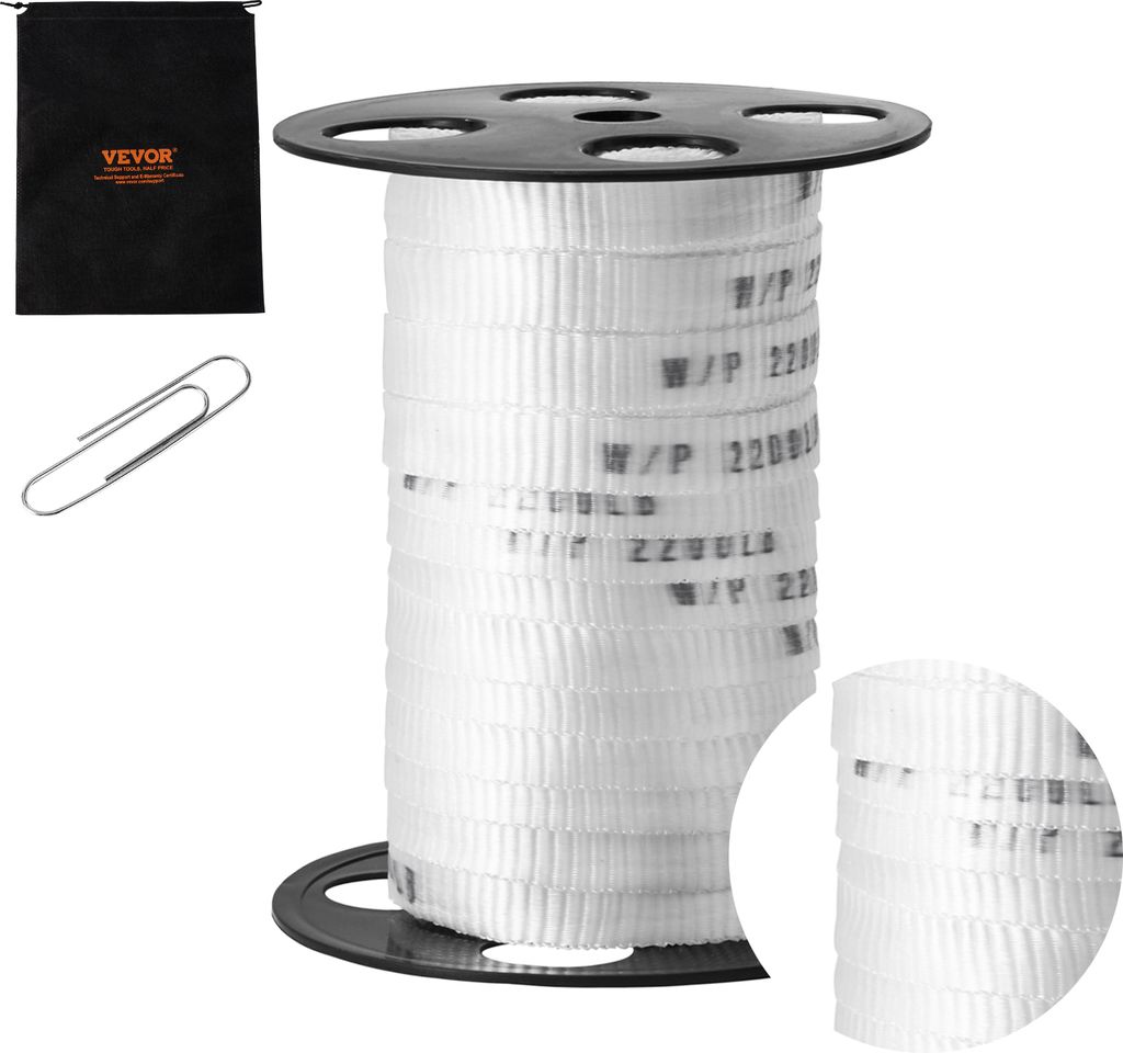 VEVOR Polyester-Zugband, 33 m x 1,6 cm, 998 kgf Zugkapazität, bedrucktes Gurtband zum Kabelziehen für Verpackung, Gartenarbeit, gewerbliche Elekt...