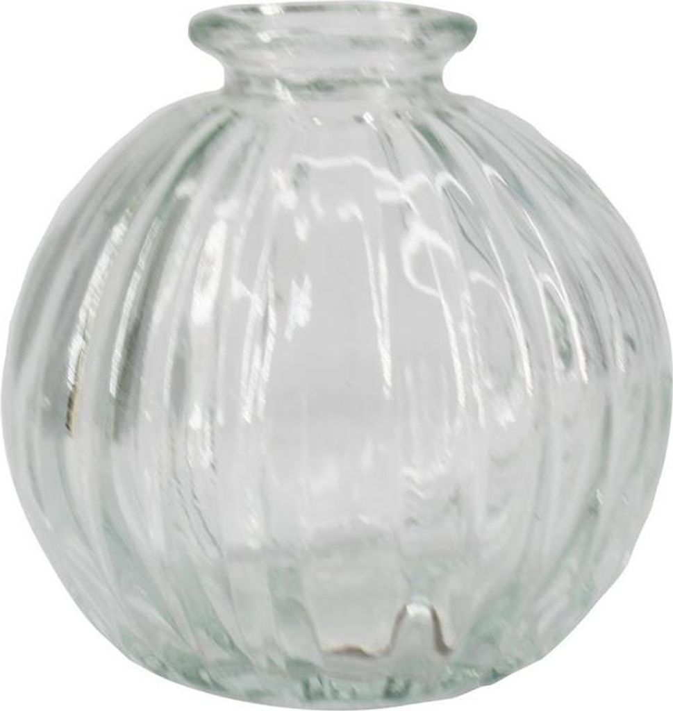 INNA-GLAS Kleine Deko FlascheKARENAS mit Rillen, klar, 8,2cm, Ø8,5cm - Glas Dekoflasche