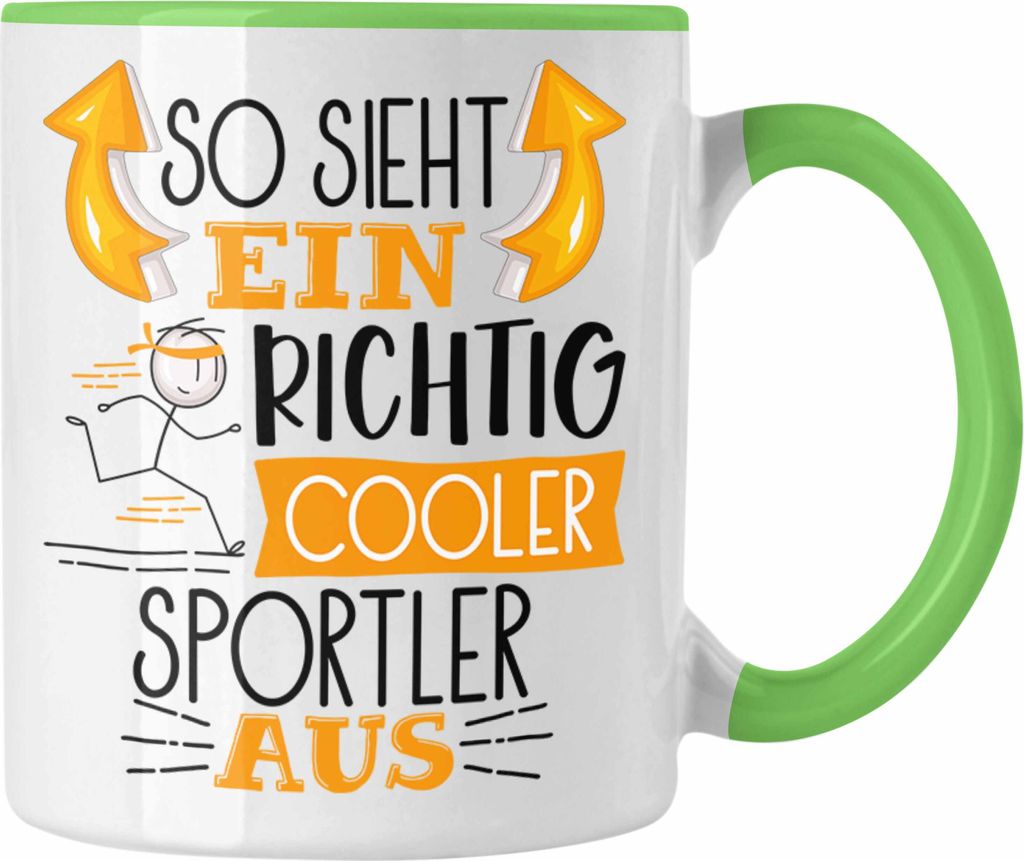 Trendation - Sportler Tasse Geschenk So Sieht Ein RIchtig Cooler Sportler Aus Geschenkidee Lustiger Spruch Geburtstag Becher Kaffeetasse (Grün)