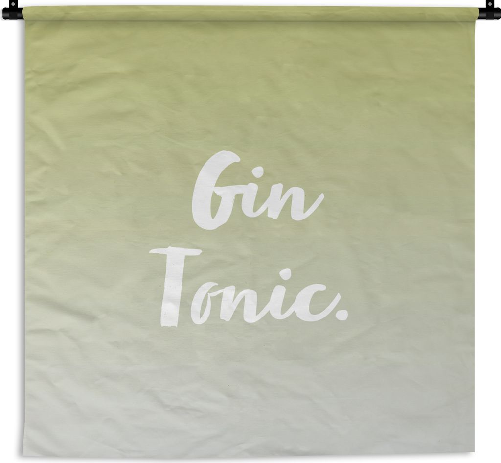 MuchoWow Wandteppich Wandbehang Gin Tonic - Cocktails - Text - Zitate 90x90 cm Tapisserie Dekoration Wandtuch - Wandaufhänger