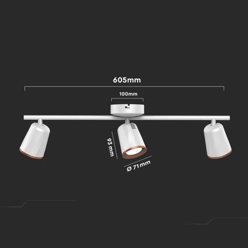 Luminaire 3 spots orientables blanc 60cm pour éclairage chaud modulable