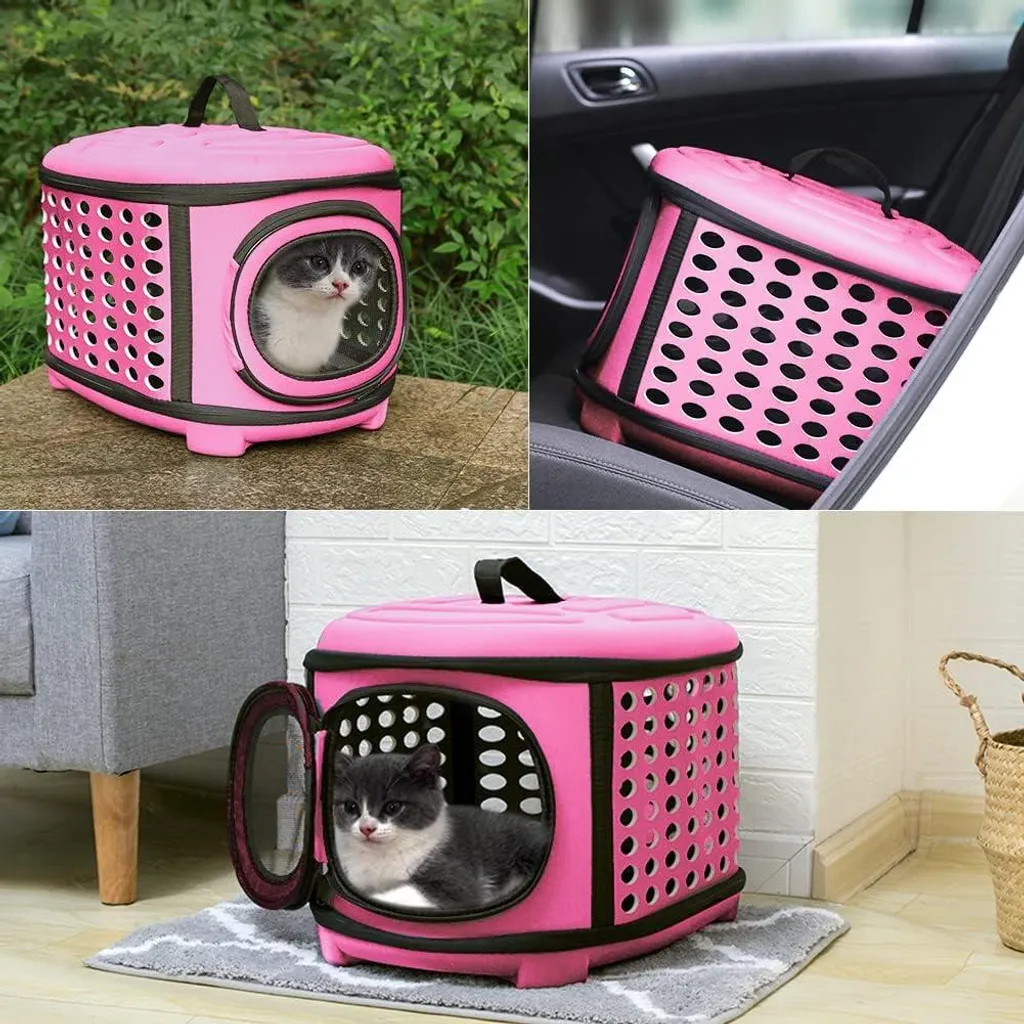 Sac de voyage chat rose idéal pour vétérinaire avec tapis et accès haut