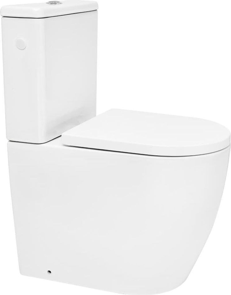 SAT Fusion Stand-WC Kombi-WC Toilette mit Spülkasten Wirbelspülung und SoftClose WC-Sitz, weiß