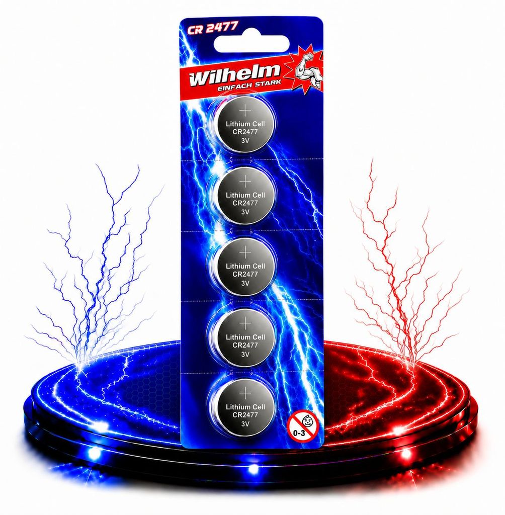 5 x CR2477 WILHELM Bateria litowa guzikowa 3V 1070 mAh ø24 Zdjęcie produktu  Obraz wygenerowany przez AI