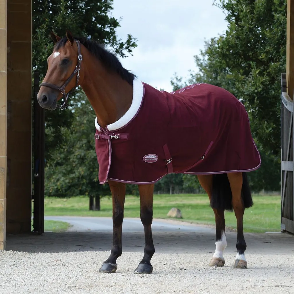 Couverture Weatherbeeta Sherpa Fleece Standard marron et blanc pour cheval