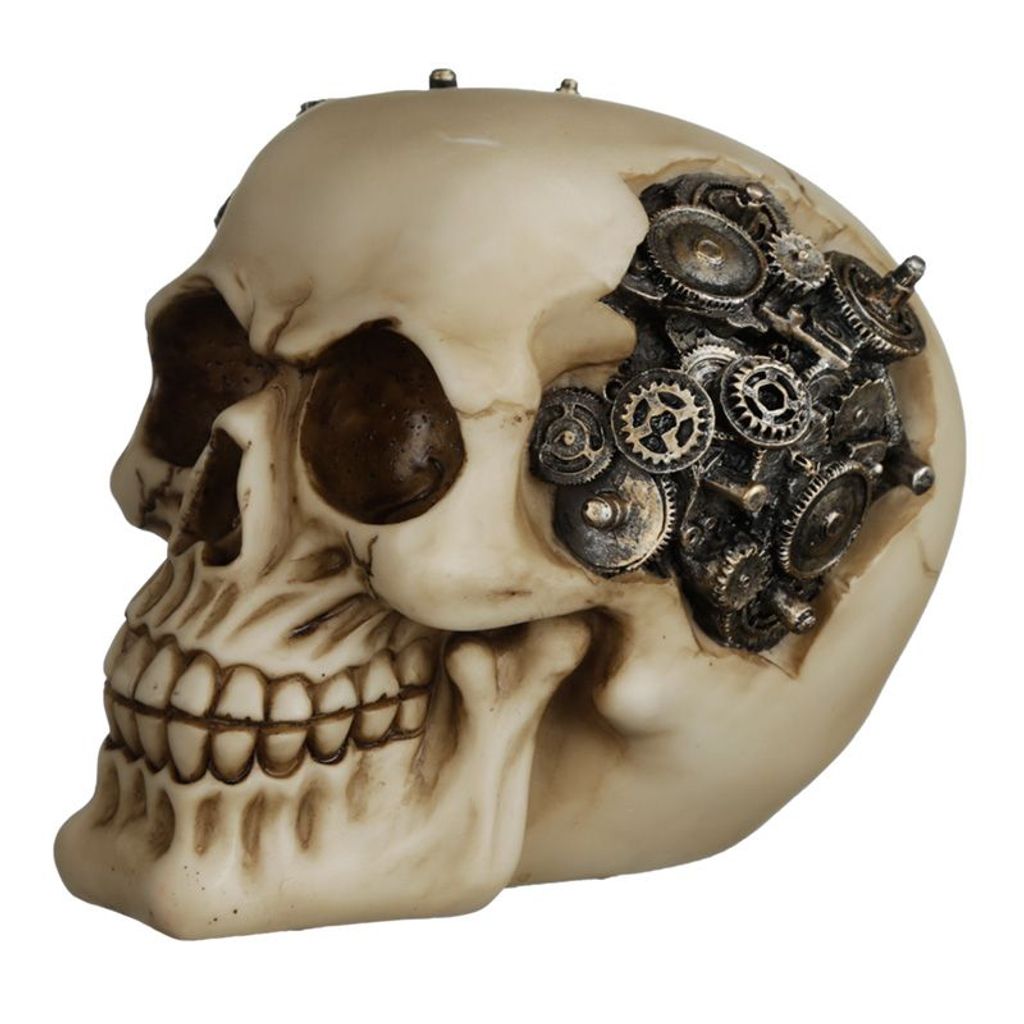 Wohnaccessoire im Steam-Punk-Stil mit Totenkopf und Zahnrädern