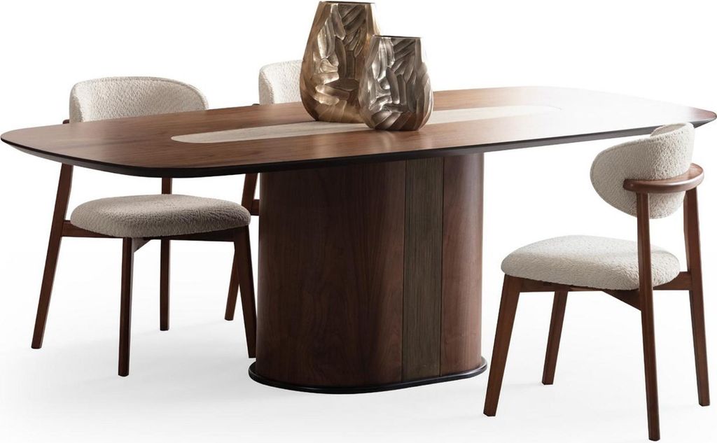 Esszimmer Set Esstisch 4x Stühle Kommode mit Spiegel Modern Set Essgruppe