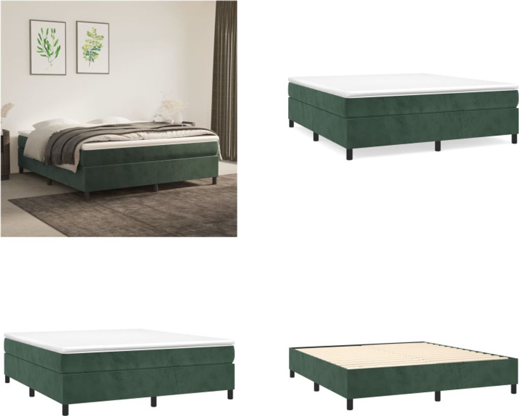 vidaXL Boxspringbett Dunkelgrün 180x200 cm Samt - Boxspringbett - Boxspringbetten - Bett - Schlafzimmermöbel