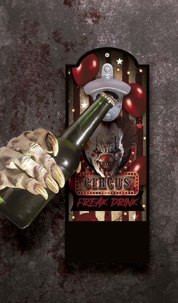 Horror Clown Partydekoration Flaschenöffner Zirkus Design Wanddekoration Gruselig Spaß Dekorationen Dunkler Karneval Partyaccessoire, Farbe: Mehr...