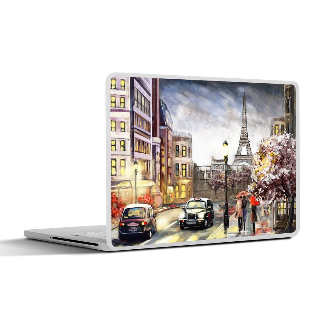 MuchoWow Laptop Aufkleber Sticker Cover Gemälde - Paris - Frankreich - Öl 31x22.5 cm - Laptop-Deko