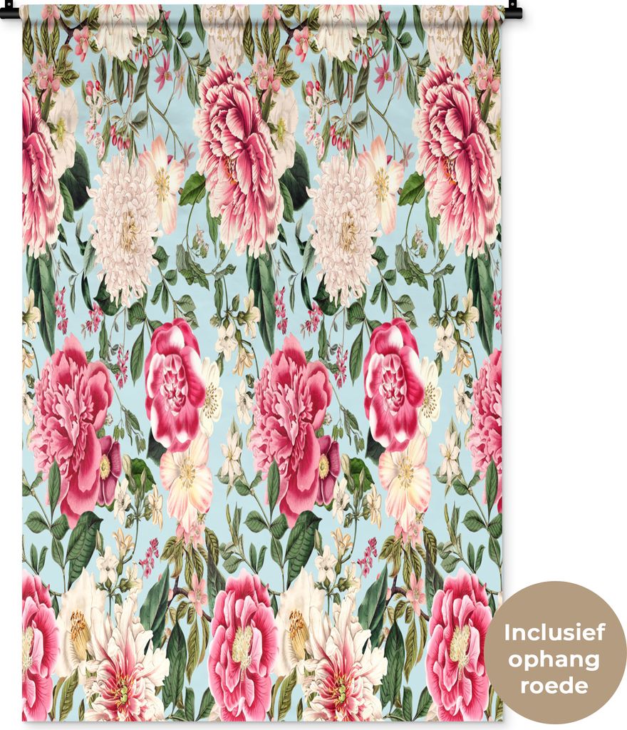 MuchoWow Wandteppich Wandbehang Blumen - Collage - Farben 90x135 cm Tapisserie Dekoration Wandtuch - Baumwolle - Wandskulptur