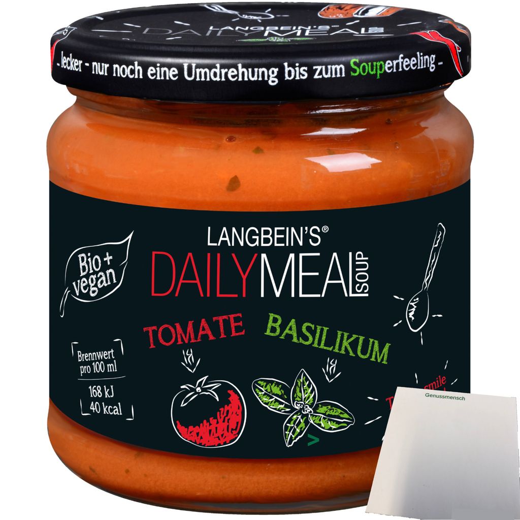 Langbeins DailyMeal Tomate-Basilikum Suppe (350ml Glas) + usy Block