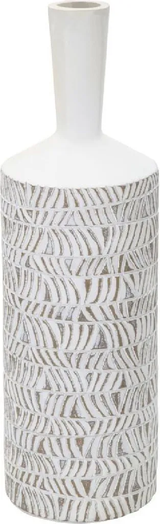 Grand Vase Décoratif Bouteille Nairobi Blanc pour Salon 15x49,5 cm