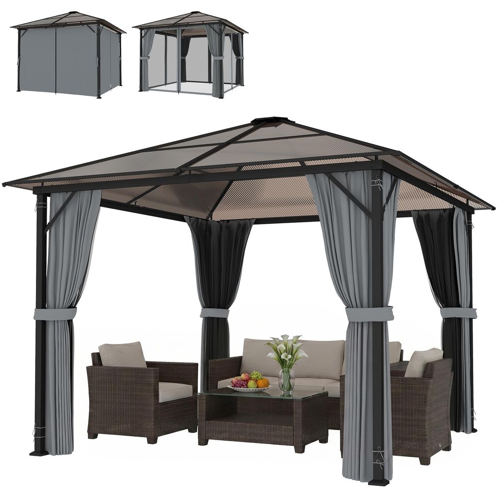 Outsunny Paviljoen, tuinpaviljoen, tuintent met zijpanelen Productafbeelding 