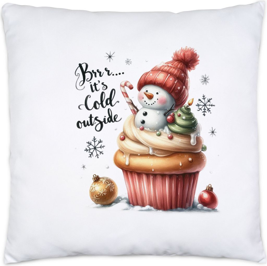 Brr It's Cold Outside Lustiges Schneemannmotiv Kissen Produktbild 